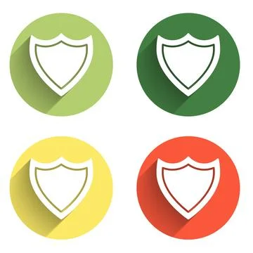 Set Shield icon isolated with long shadow background. Guard sign. Security,.. Stock Illustration