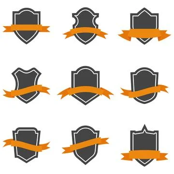 Set of shield icons with ribbons Stock Illustration
