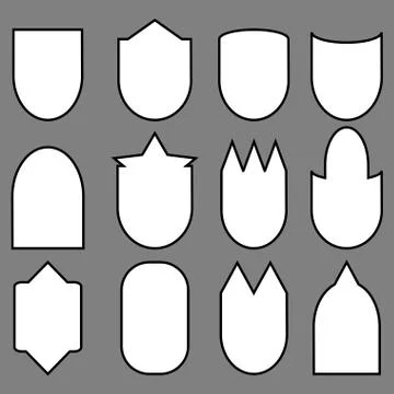 Set of shield line Stock Illustration