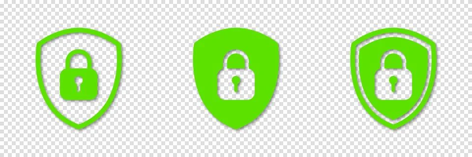 Set of Shield Lock Icon. Symbol padlock. Vector sign Illustration. Stock Illustration