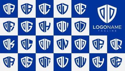 Set of shield O letter logo design vector. Simple security O logo template set. Stock Illustration