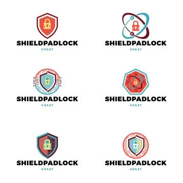 Set of Shield Padlock Icon Logo Design Template イラスト素材