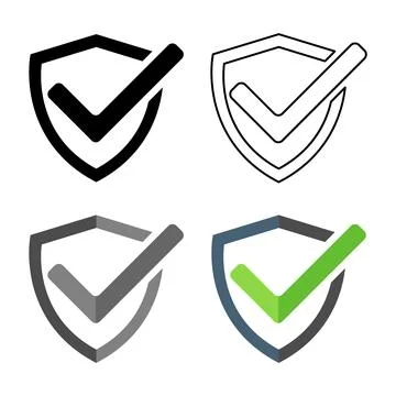 Set of Shield protect icon, safety mark web design, guard symbol vector illus Stock Illustration