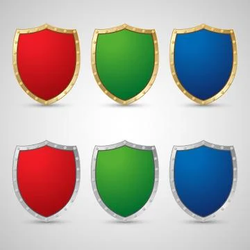 Set Shield red, green, blue color. Vector illustration Stock Illustration