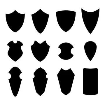 Set of shield in silhouette style, vector Stock Illustration