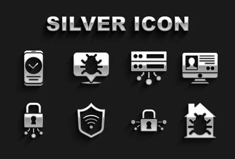 Set Shield with WiFi wireless, Create account screen, House system bug, Cyber Stock Illustration