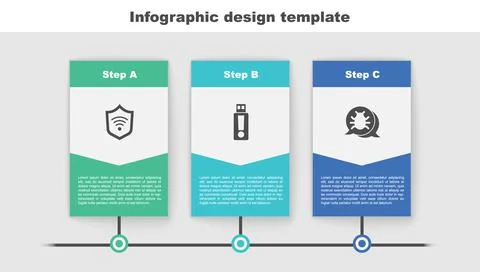 Set Shield with WiFi wireless, USB flash drive and System bug. Business Stock-Illustration