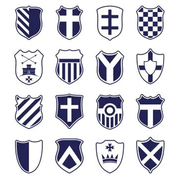 Set of shields isolated on white Stock Illustration