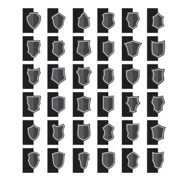 Set of shields vector icon Stock Illustration