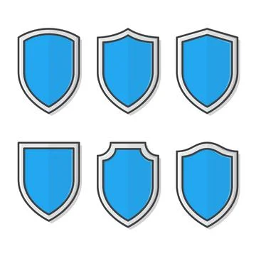 Set Of Shields Vector Icon Illustration. Badge Flat Icon Stock Illustration