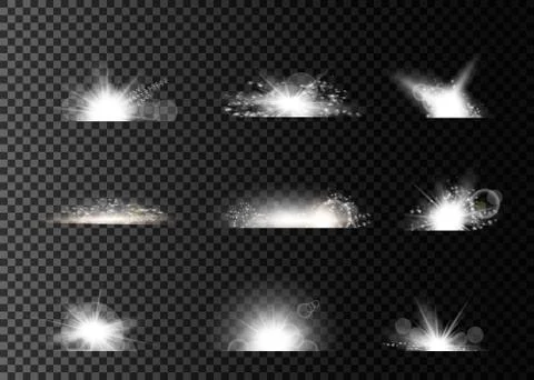 Set. Shining star, the sun particles and sparks with a highlight effect, go.. Stock Illustration