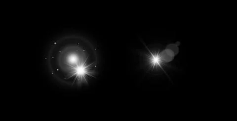 Set. Shining star, the sun particles and sparks with a highlight effect, golden Illustrazione stock