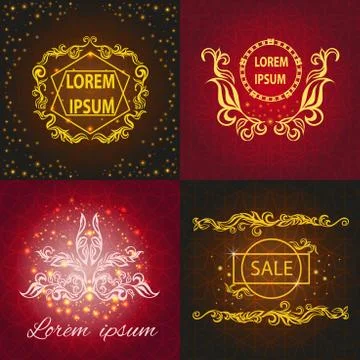 Set shiny cards, pattern, ornament Stock Illustration
