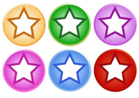 Set of Shiny Circle Labels with Star Stock Illustration