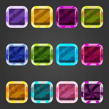 Set of shiny consave square button candy Stock Illustration