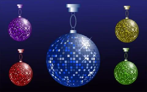 Set Of Shiny Disco Balls Vector Illustration Stock Illustration