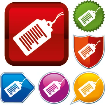 Set shiny icon series on buttons. Price tag. Stock Illustration
