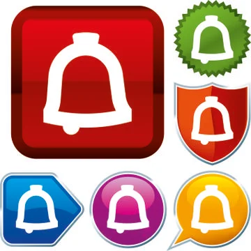 Set shiny icon series on buttons. Bell. Stock Illustration