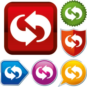 Set shiny icon series on buttons. Cycle arrows. Stock Illustration