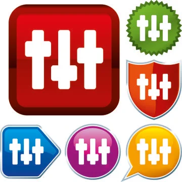 Set shiny icon series on buttons. Adjust. Stock Illustration