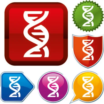 Set shiny icon series on buttons. DNA. Stock Illustration