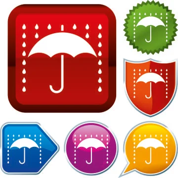 Set shiny icon series on buttons. Rain. Stock Illustration