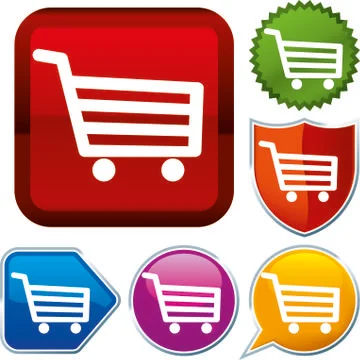 Set shiny icon series on buttons. E-commerce. Stock Illustration