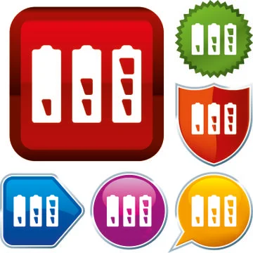 Set shiny icon series on buttons. Energy. Stock Illustration
