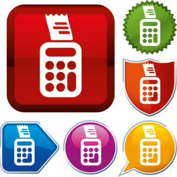 Set shiny icon series on buttons. Finance. Stock Illustration