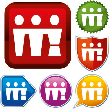 Set shiny icon series on buttons. Friendship. Stock Illustration