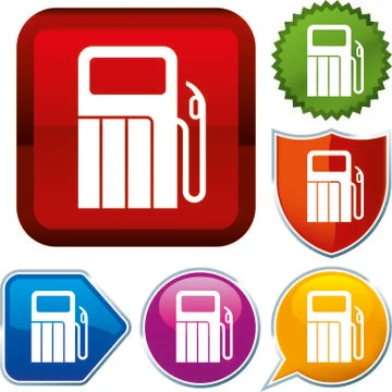 Set shiny icon series on buttons. Gas station. Stock Illustration
