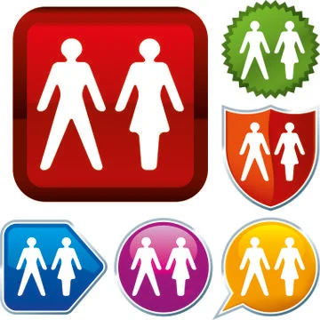Set shiny icon series on buttons. Gender. Stock Illustration