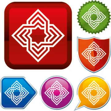 Set shiny icon series on buttons. Geometry. Stock Illustration