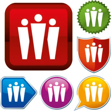 Set shiny icon series on buttons. Group. Stock Illustration