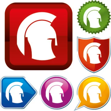 Set shiny icon series on buttons. Helmet. Stock Illustration