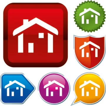 Set shiny icon series on buttons. Home. Stock Illustration