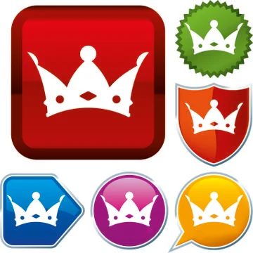 Set shiny icon series on buttons. King. Stock Illustration