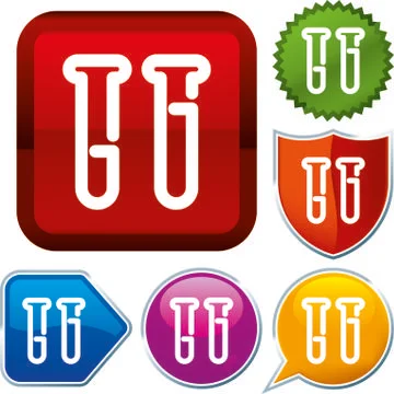 Set shiny icon series on buttons. Laboratory. Stock Illustration