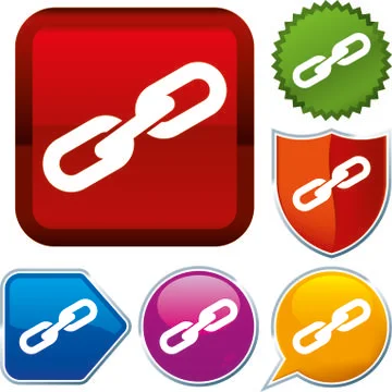 Set shiny icon series on buttons. Link. Stock Illustration