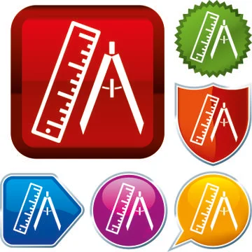 Set shiny icon series on buttons. Measurement. Stock Illustration
