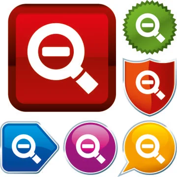 Set shiny icon series on buttons. Reduce. Stock Illustration