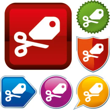 Set shiny icon series on buttons. Sale. Stock Illustration