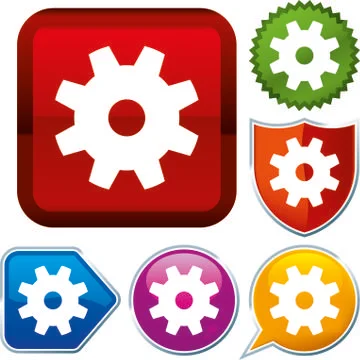Set shiny icon series on buttons. Settings. Stock Illustration