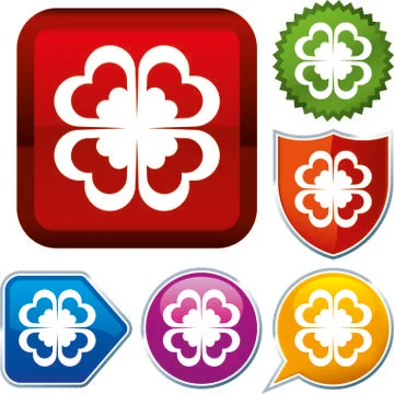 Set shiny icon series on buttons. Shamrock. Stock Illustration