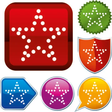 Set shiny icon series on buttons. Star. Stock Illustration