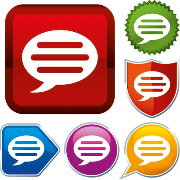 Set shiny icon series on buttons. Talk. Stock Illustration