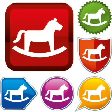 Set shiny icon series on buttons. Toy. Stock Illustration