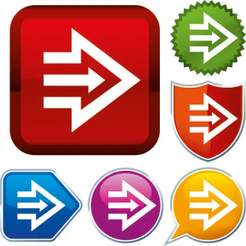 Set shiny icon series on buttons. Triple arrow Stock Illustration