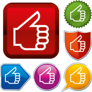 Set shiny icon series on buttons. Thumbs up. Stock Illustration