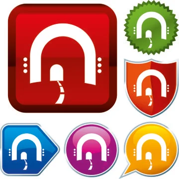 Set shiny icon series on buttons. Tunnel. Stock Illustration